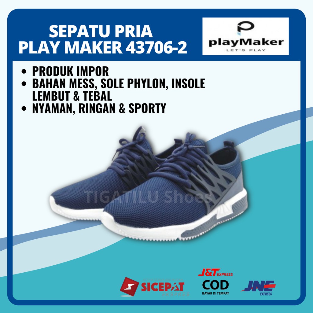 Sepatu Sneakers Snakers Snekers Pria Original Play Maker 02 Kasual Murah