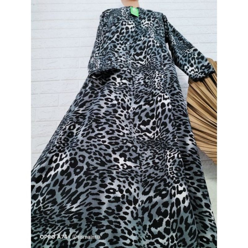 Gamis Hyget Jumbo Motif Leopard Bunga Gamis Harian Termurah