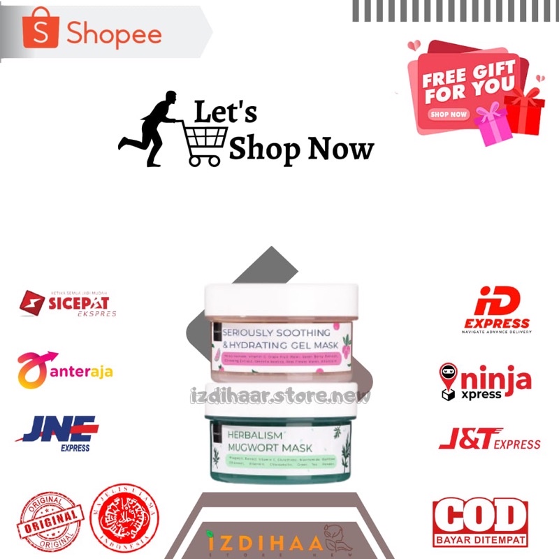 SCARLETT Whitening Mask Indonesia / Herbalism Mugwort Seriously Soothing & Hydrating Gel Masker Faci