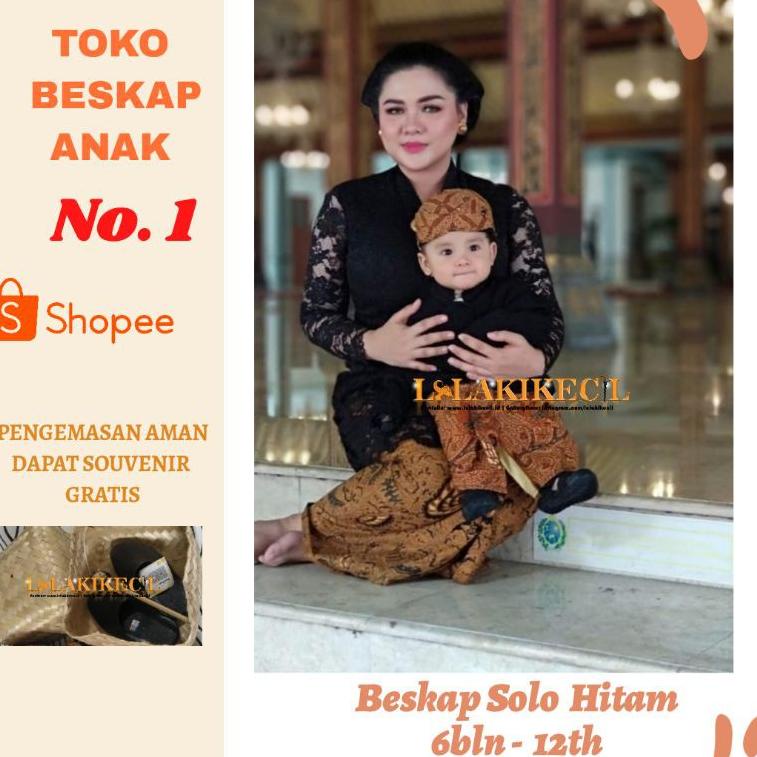SMP.01Jl22ˣ– BESKAP Baju Adat Jawa SOLO HITAM bahan halus adem lembut bayi anak SD SMP laki laki / t