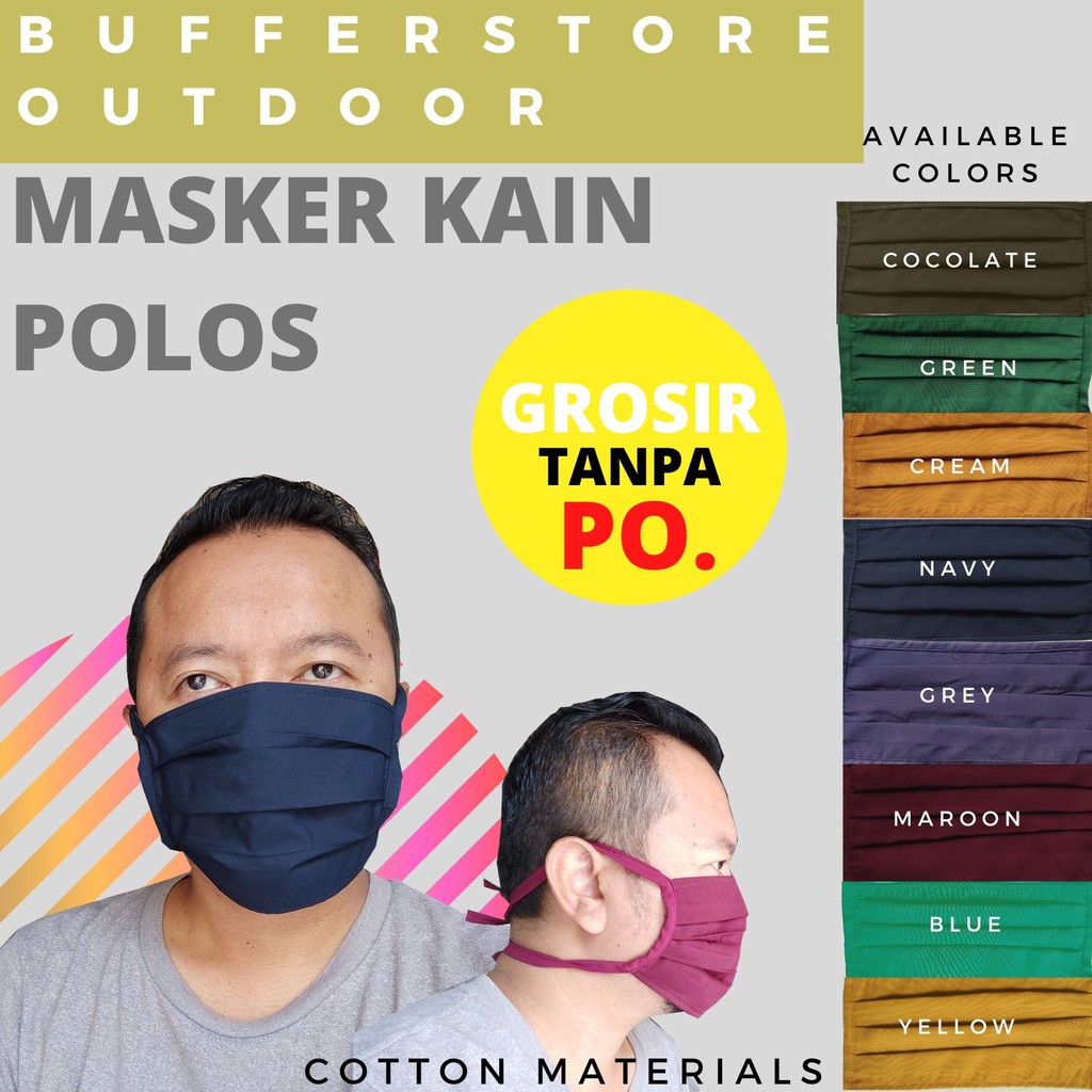 masker kain hijab  katun polos tali panjang alternatif N95  