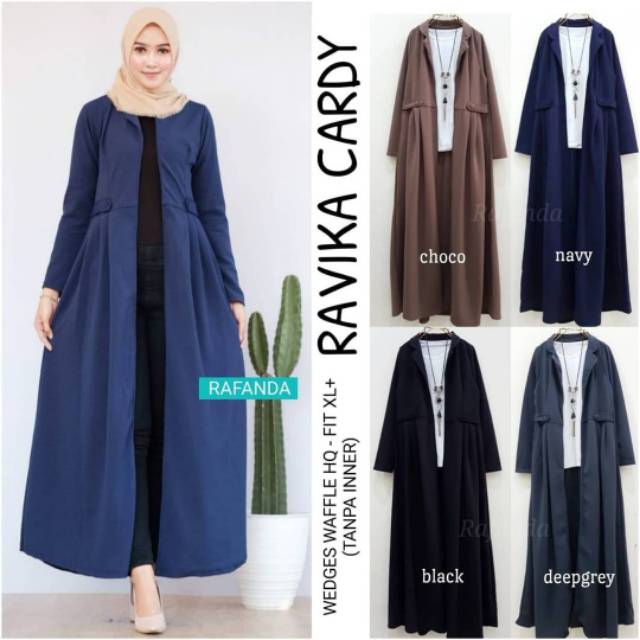 Ravika Long Cardy, KARDIGAN/LONG KARDIGAN MUSLIM CANTIK BAHAN WEDGES WAFFLE LD 100-110  TERMURAH BESTSELLER OOTD PALING LARIS