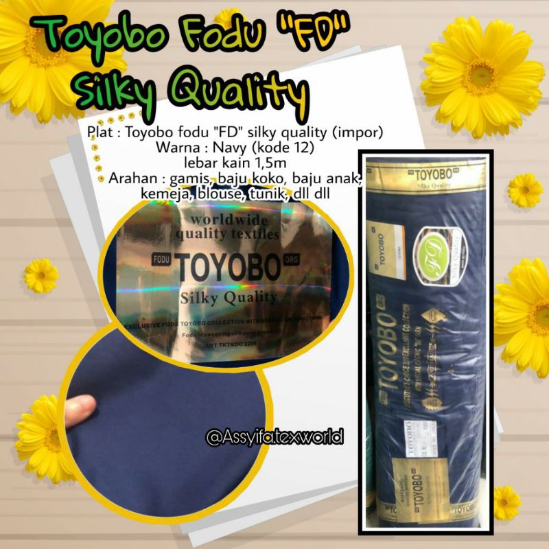 1/2  meter TERMURAH KAIN TOYOBO FODU FD SILKY QUALITY NAVY BIRU DONGKER METERAN ECERAN 0,5M BANDUNG 