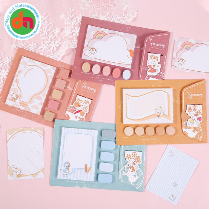 

Sale!!! Seperangkat Sticky Notes Bookmark Full Energy Duck Mini Stationery Set Hot Sale