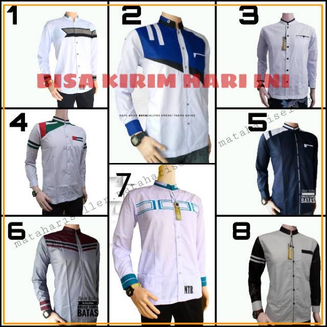 Baju Koko Fashion Muslim Pria Gus Azmi Koko Kombinasi Lengan Panjang Syubbanul Muslimin Baju Koko