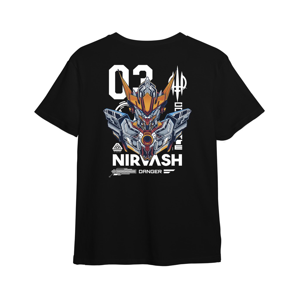 Nirvash Kaos Baju Distro Pria Black Combad 24 S Fit Size M L XL Motif Gundam 03