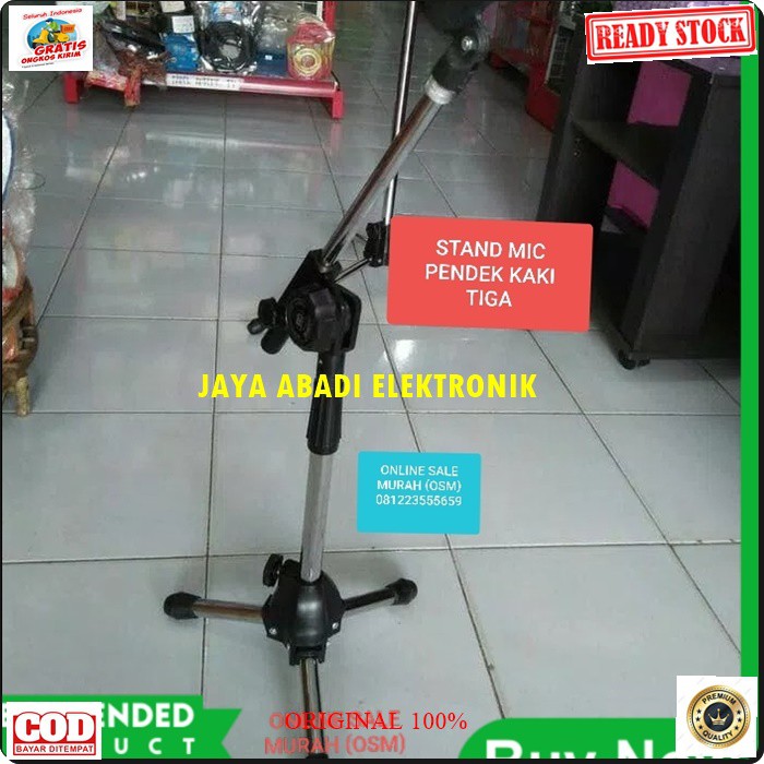 G112 ORIGINAL stand mic kaki tiga pendek holder standing microphone mik penyangga mikrophone tiang pegangan tripod asli gantungan hanger dudukan portable  Bisa segala MIC  Stand Mic Meja portable  tinggi 35-80 cm melayani GROSIR DAN ECERAN ke seluruh indo