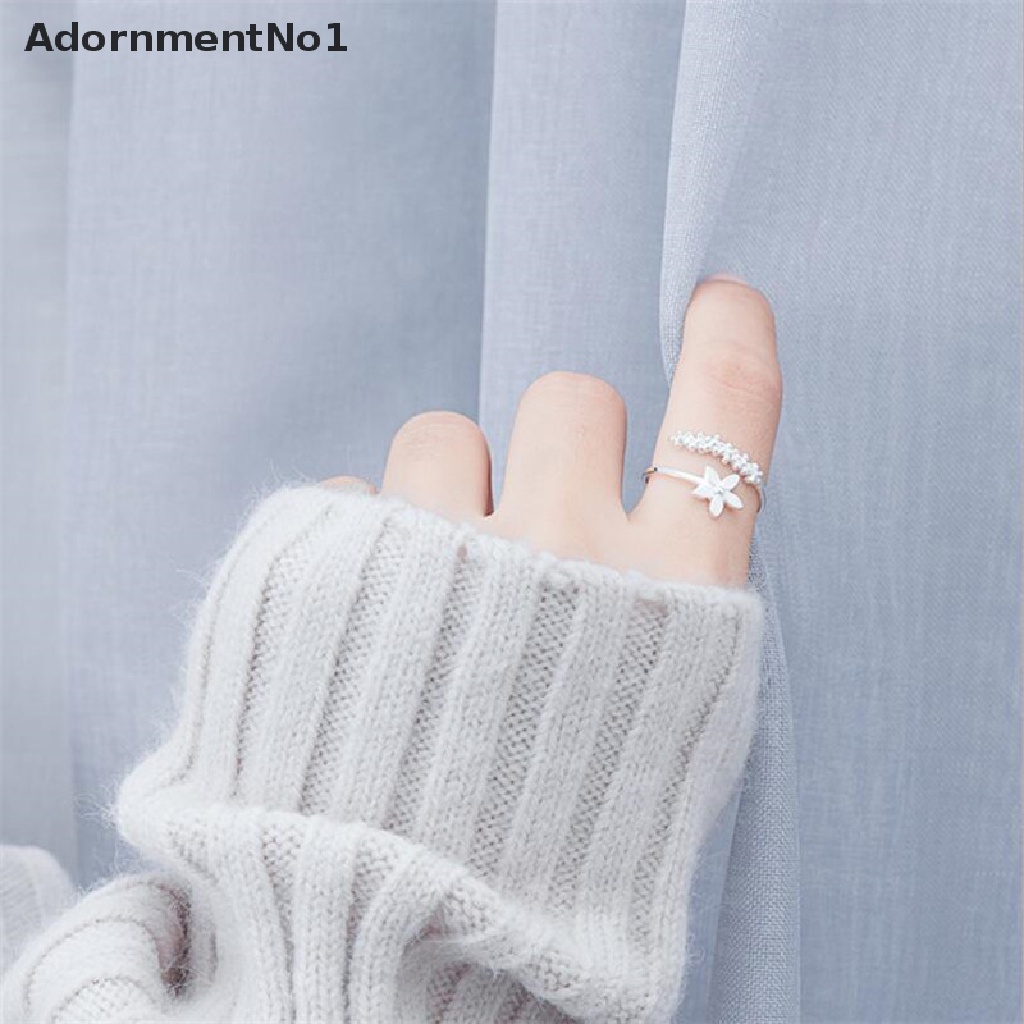 (AdornmentNo1) Cincin Terbuka Gaya Korea Motif Bunga Aksen Hollow Untuk Perhiasan Wanita / Hadiah