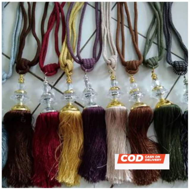 Tali hordeng kristal mewah murah meriah