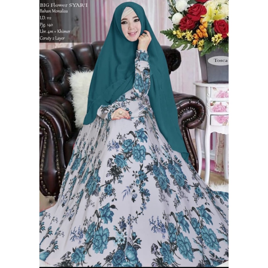 diana maxi monalisa premium set khimar seruty bebydoll 2 layer / gamis syarii monalisa premium terbaru