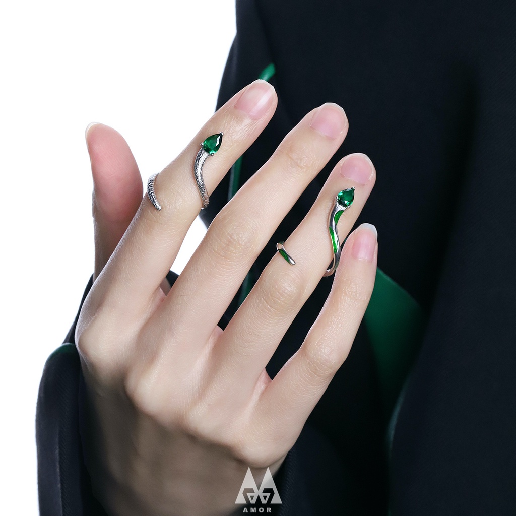 Cincin Model Ekor Ular Warna Hijau Untuk unisex