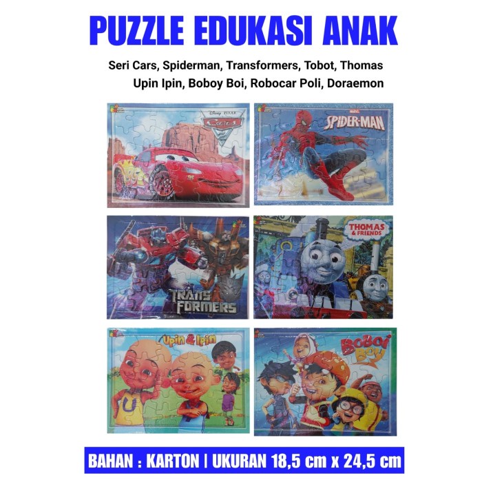 PUZZLE / PUZLE / PAZEL KARTON 30 KEPING MOTIF ANAK COWOK CEWEK - MAINAN EDUKASI ANAK