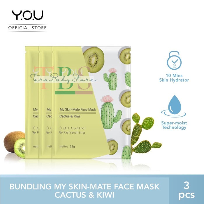 BEST SELLER My Skin-Mate Face Mask 3 in 1 by You Makeups - Cactus &amp; kiwi TBS
