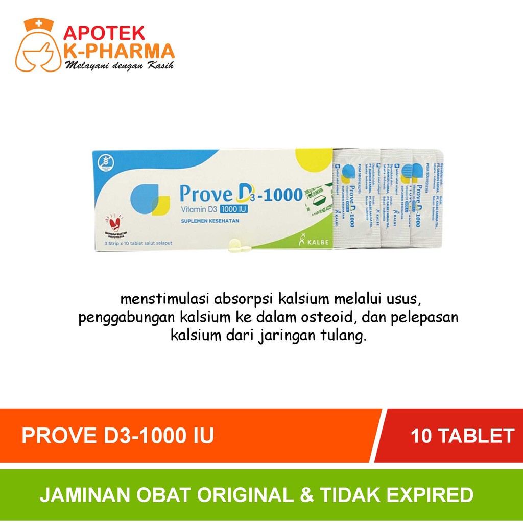 Prove D3-1000IU Strip Isi 10 Tablet Obat Original Kalbe