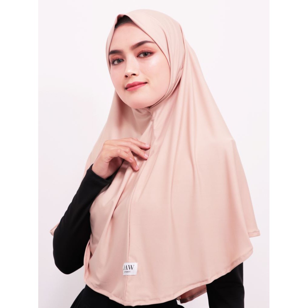 Daw Project DH001 Berlin Jilbab Bergo Instan Jersey Premium Bahan Livina Warna Beige