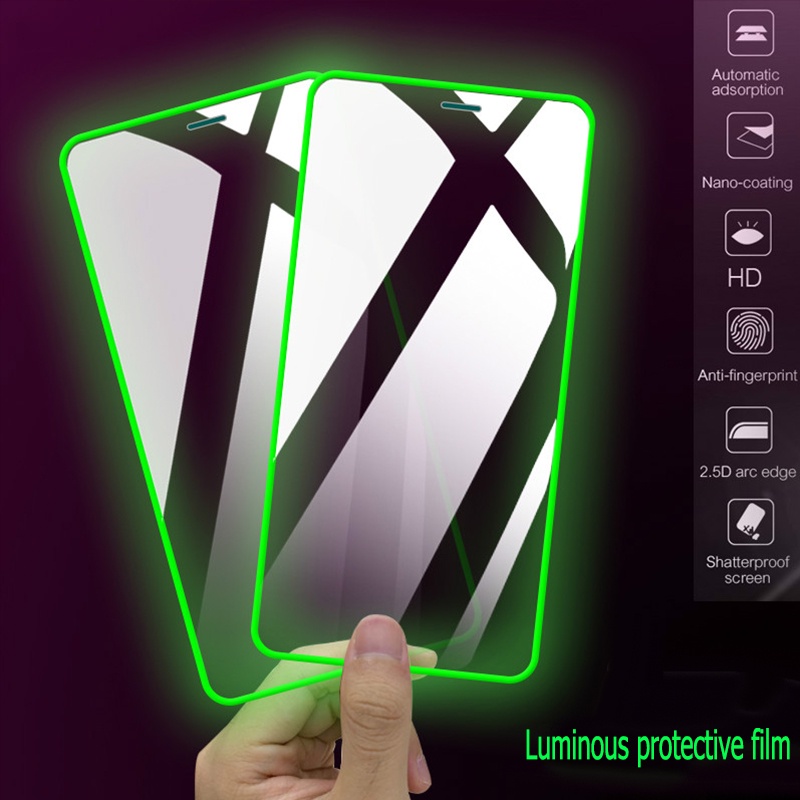 Pelindung Layar Tempered Glass Luminous Anti Gores / Jatuh Untuk Iphone 13 12 11 Pro X Xs Max 7 8 Plus