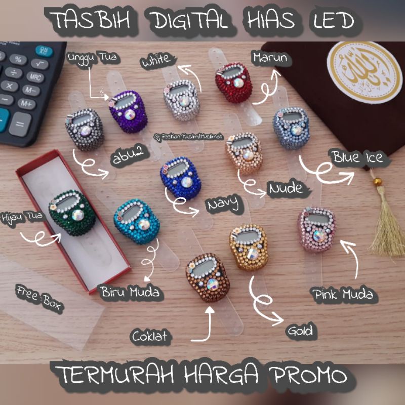 Tasbih Digital Hias Mutiara Led