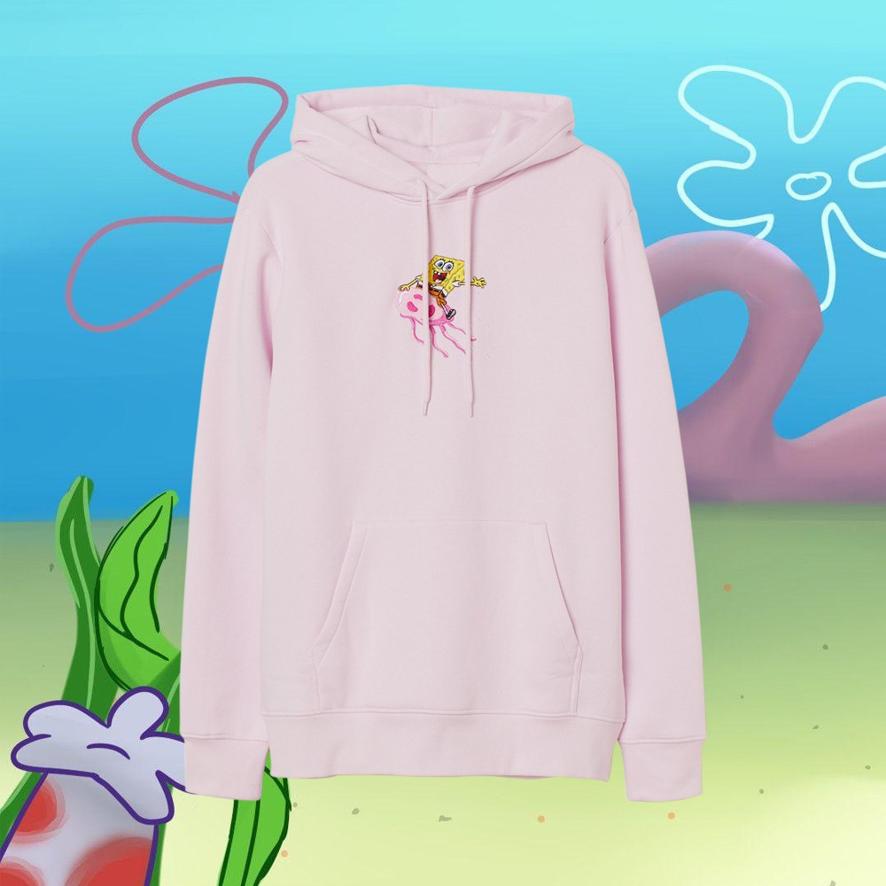 HOODIE JAKET Hnm H&amp;M Pria Wanita Spongebob Ubur Ubur Pink Full Tag