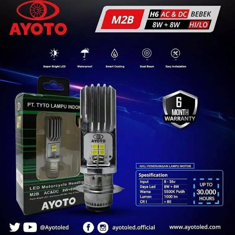 Uy1Code ( 100% ORI) Lampu Depan LED AYOTO Motor Bebek Matic AC DC Tinggal Pasang Beat Vario Mio Jupi