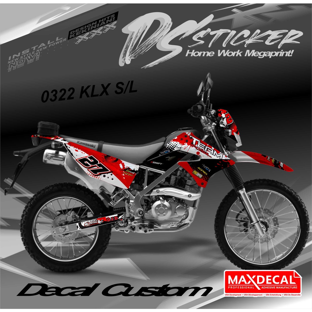 0322 Stiker Decal KLX L Abstrak Hijau