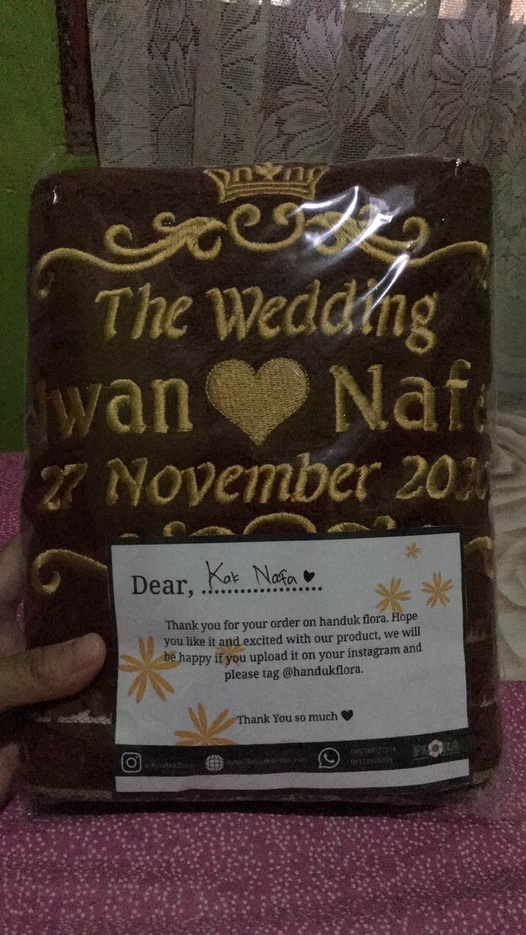 Handuk Bordir Couple The Wedding Kombinasi - Terry Palmer Premium Tanggung 50x100cm