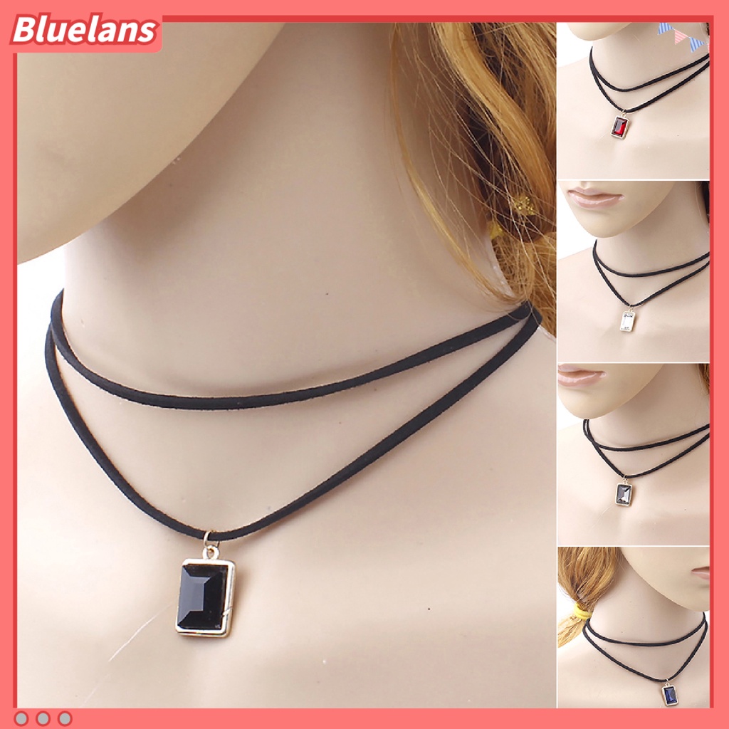 Bluelans Neckband Choker Double Layers Durable Velvet Black Velvet Short Chain