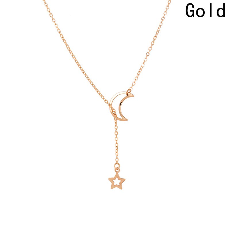 Moon stars pendant necklace - Necklace Fashion jewelry 2019 gold color long pendant simple necklace