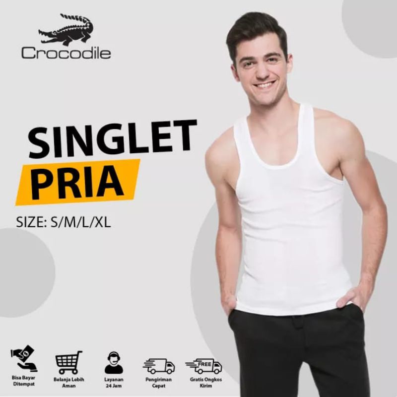 SINGLET SALUR CROCODILE// KAOS SINGLET PRIA CROCODILE // KAOS DALAM CROCODILE
