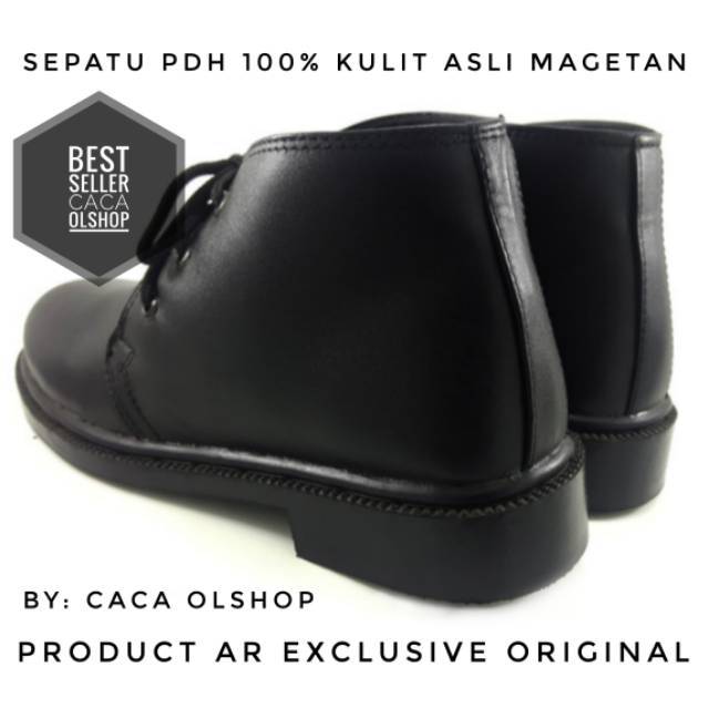 AR Exclusive Sepatu PDH Tali Hitam Dove 100% Kulit Asli Magetan Original TNI POLRI Satpam Security