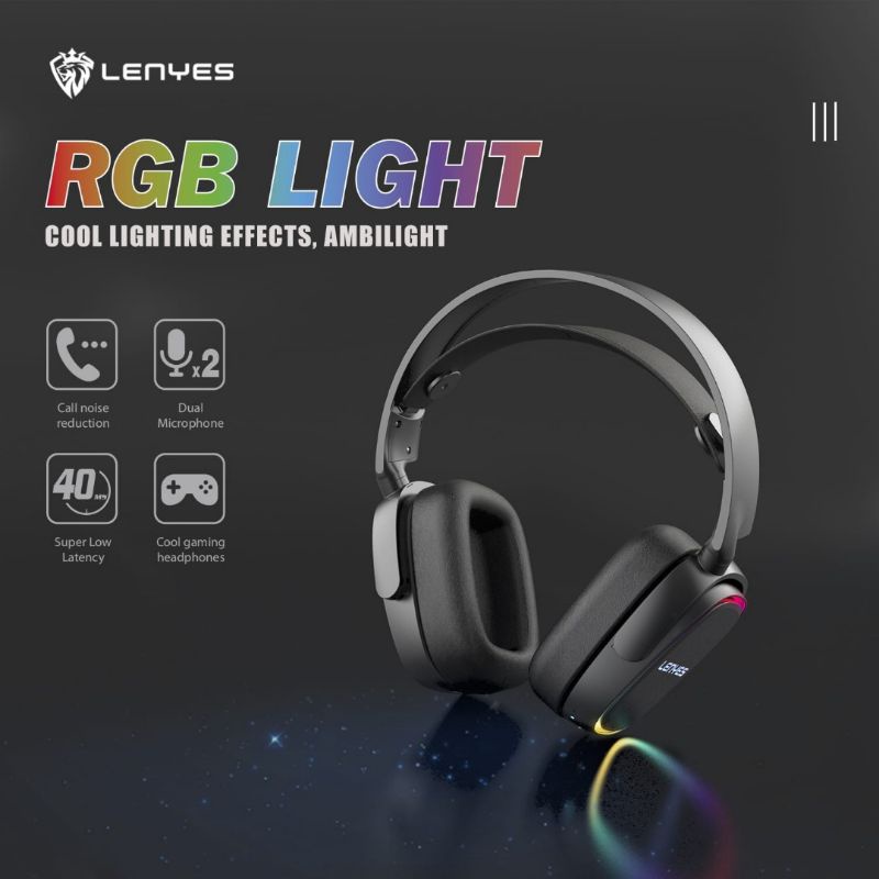 LENYES LH21 PRO ENC RGB Light 40ms Headphone Gaming Bluetooth Original