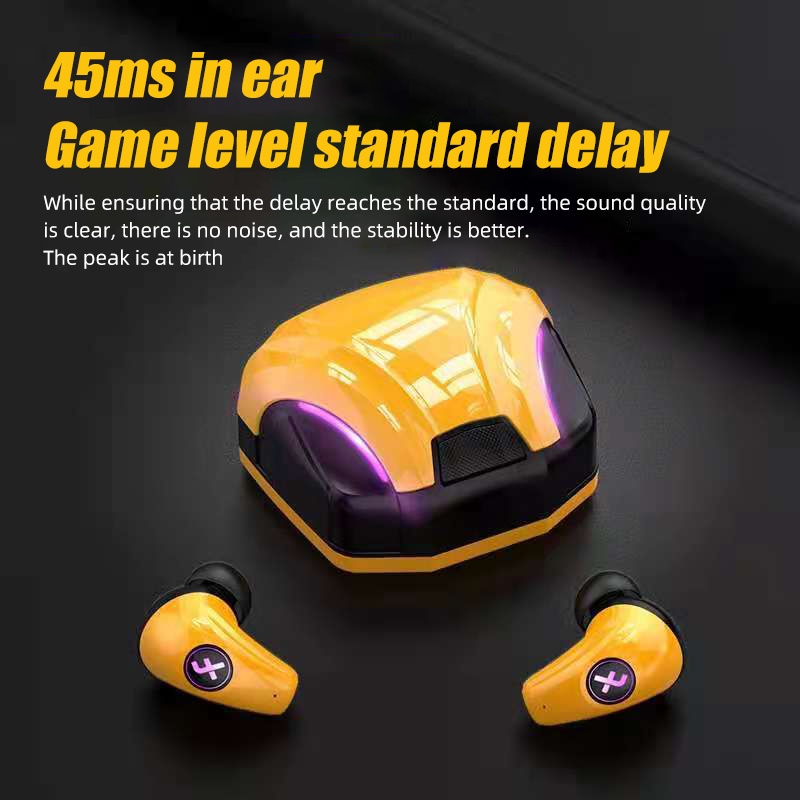 headset Gaming Nirkabel dengan Mikrofon, earphone Bluetooth Latensi Rendah 65ms, 9D, Stereo HiFi