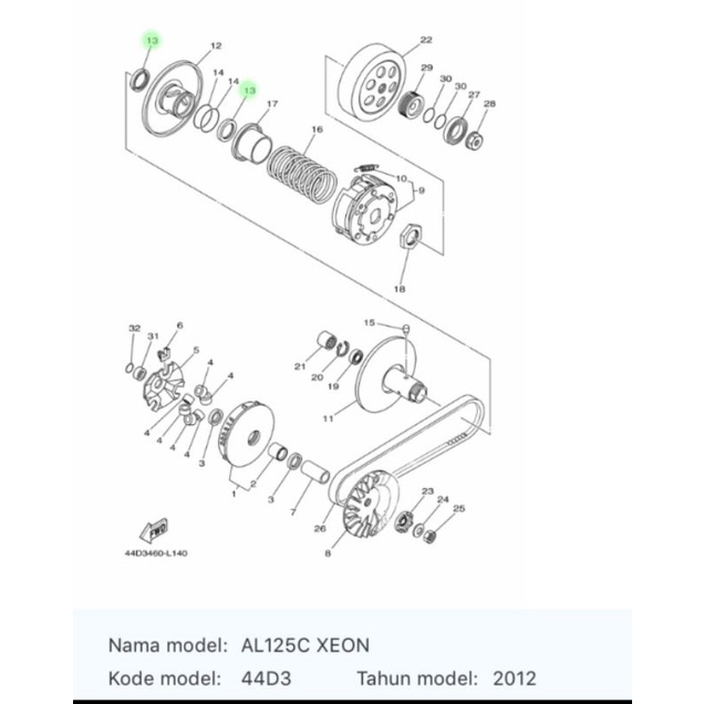 SEAL SIL PULLY PULI XEON ASLI ORI YAMAHA 44D E7465 00