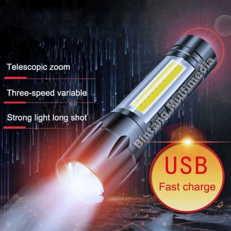 Senter Swat Mini Led COB Charger USB