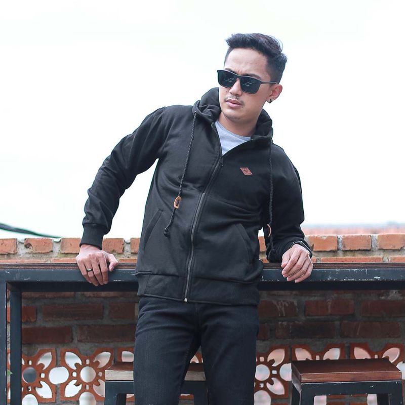 Jaket Hoodie Pria Windbreaker Distro Premium Original Bahan Fleece Adem