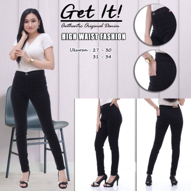 READY CELANA JEANS HIGHWAIST MREK GET IT BAHAN SOFT JEANS DAN TERSEDIA 3 WRNA SZ 27-34