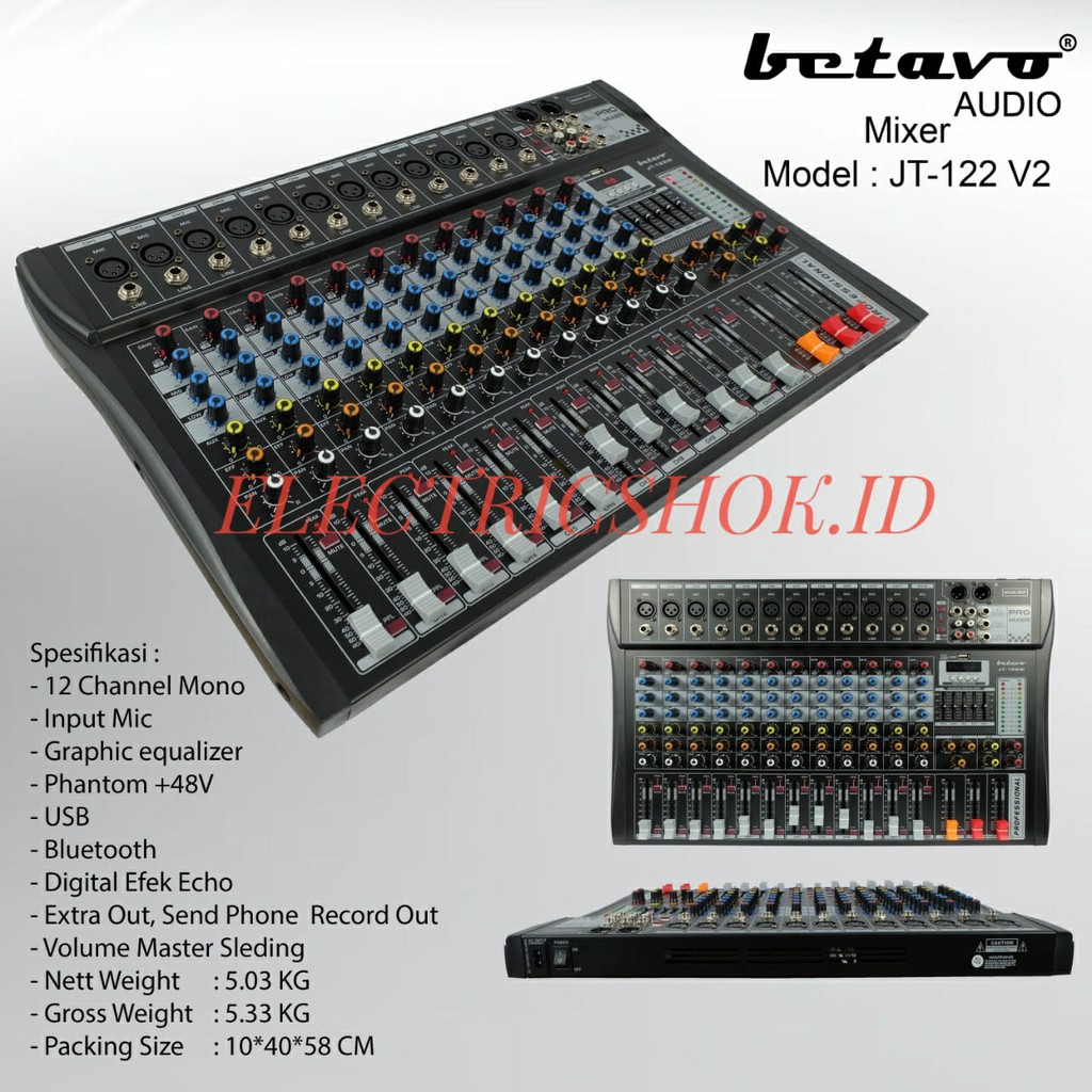 MIXER AUDIO BETAVO JT 122 V2 PROFESIONAL 12 CHANNEL