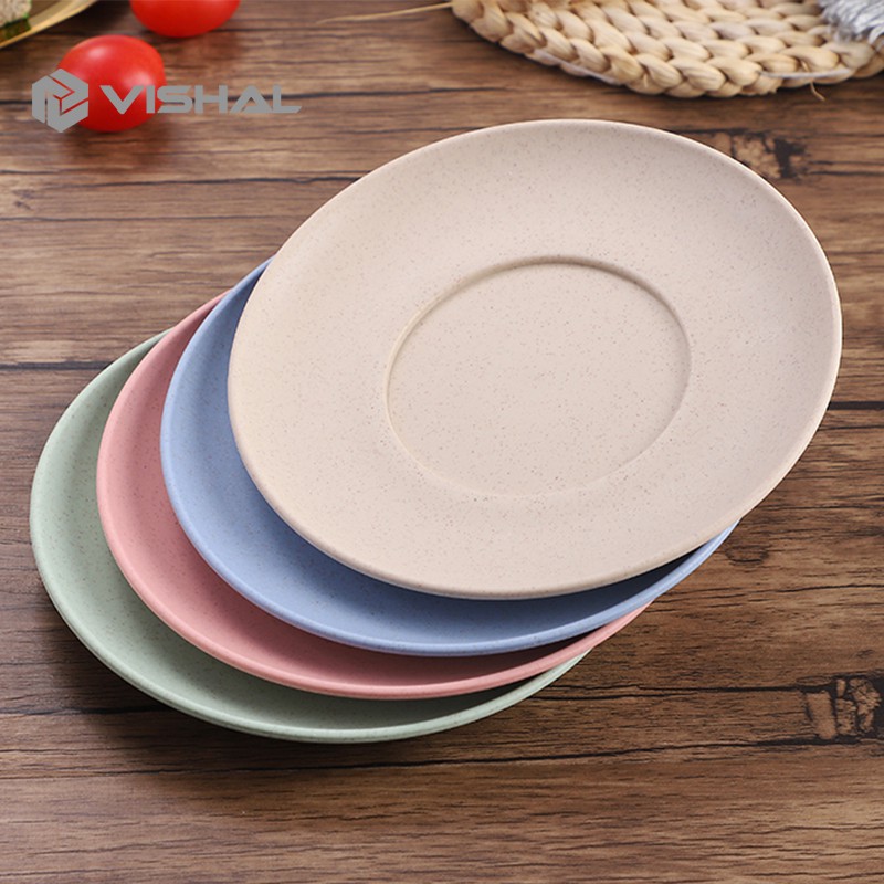 VISHAL Piring KECIL Wheat Straw Plate 1 Set Isi 4 Pcs Warna Warni  Simple Dinner High Quality Wheat