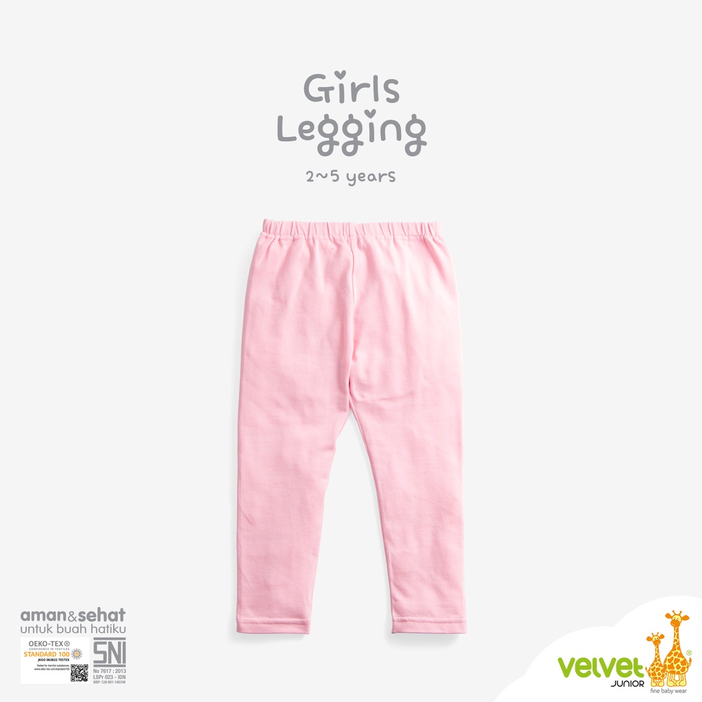 Velvet Junior Legging Anak - Girls Legging Solid Pink