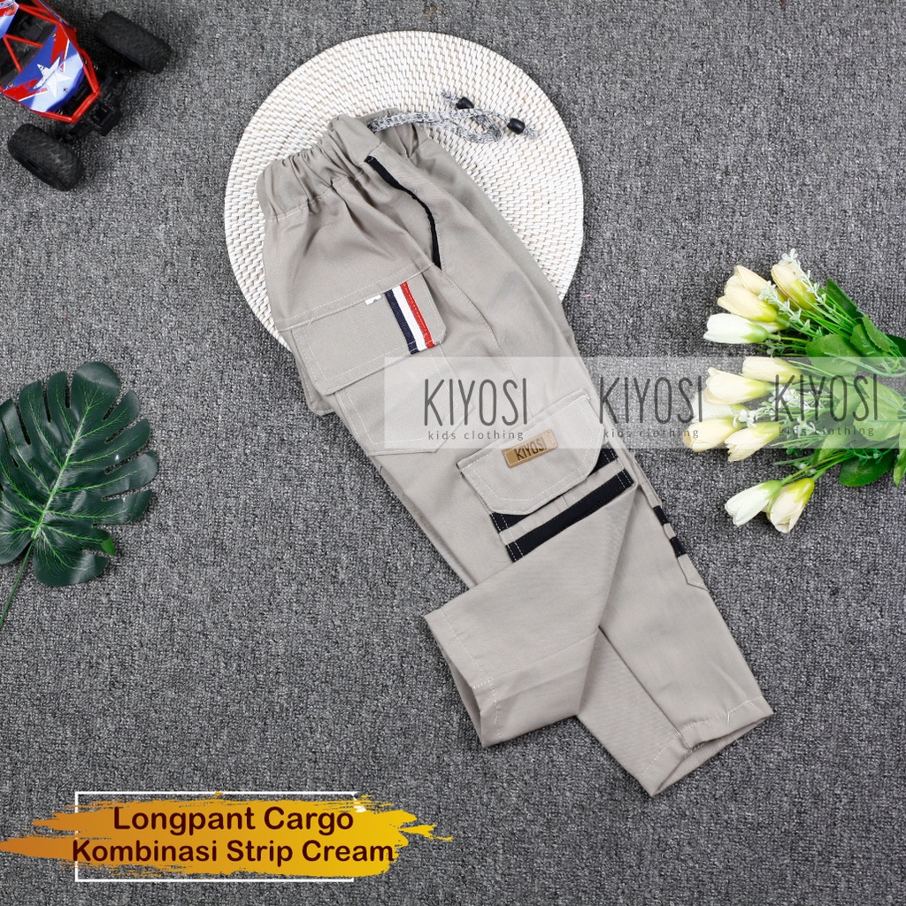 KIYOSIi Celana Chinos Cargo Jogger Sirwal Anak Unisex Outdoor Strip