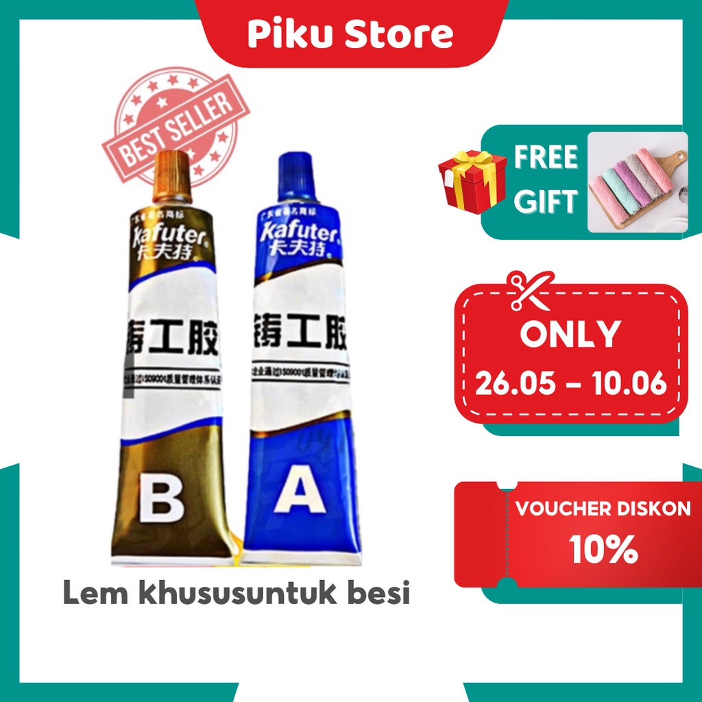 Lem khususuntuk besi, Lem Perekat Super Kuat Serbaguna Caster Glue A+B 100g, lem besi multi- fungsi 
