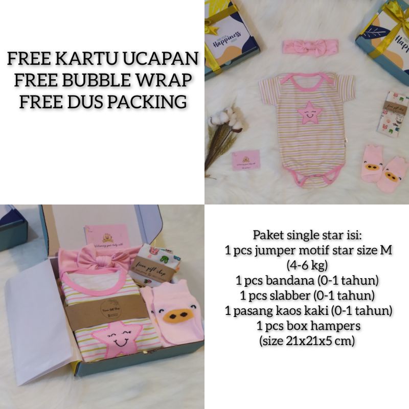 Hampers kado bayi/Baby gift set/Parcel kelahiran/set jumper bedong accesories-Paket star