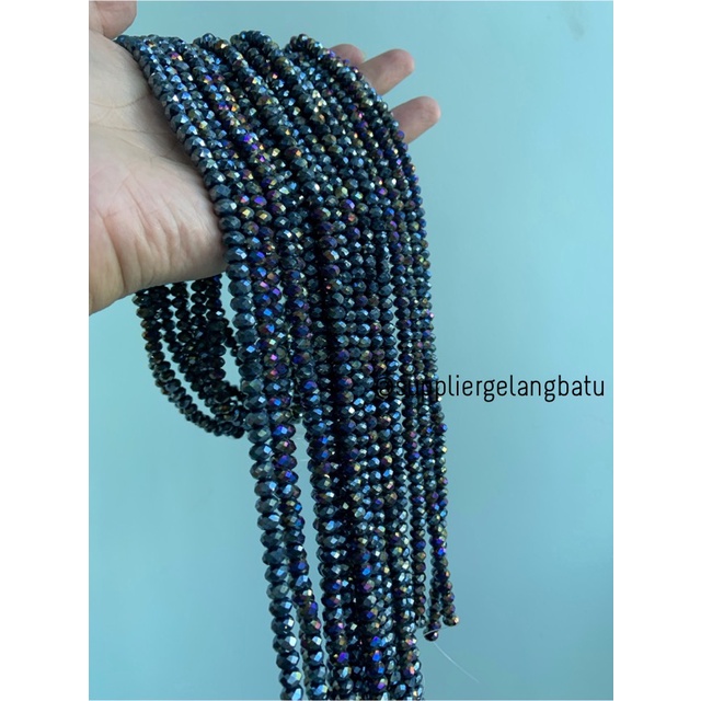 Kristal Ceko 6mm hitam metalik black metallic aksesoris premium craft