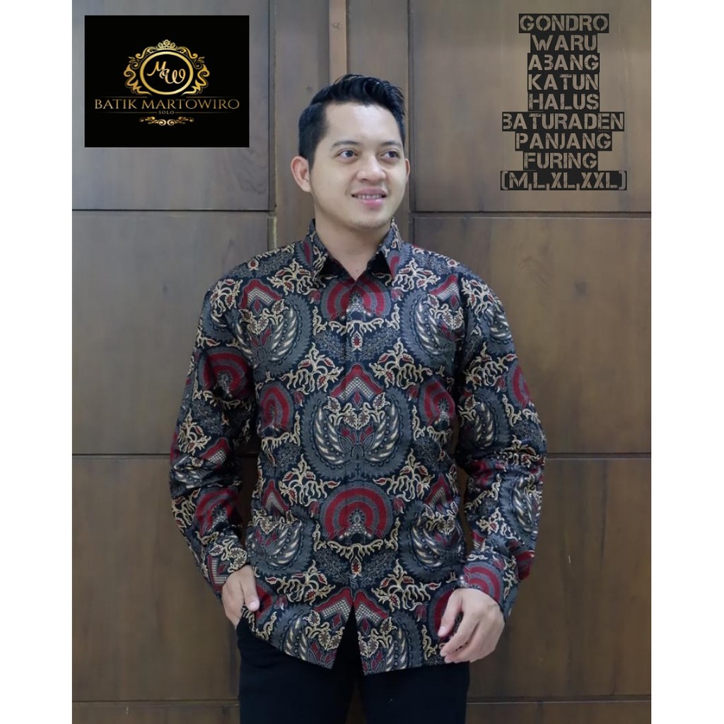 GONDROWARU ABANG MARTOWIRO KEMEJA BATIK PRIA LENGAN PANJANG PENDEK LAPIS FURING ATASAN BATIK PRIA MODERN RAJENDRA MOYO KANGEN KAMULYAN NAVY TRESNO KAMULYAN GANTARI UNGU ASMITA PITOJIWO NEW BIRU SRILANJAR GONDROWARU IJO KRISNAMUKTI KUNING PUSPO AYU UNGU