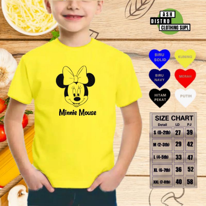 Baju minnie mouse anak / kaos minnie mouse / kaos disneyland