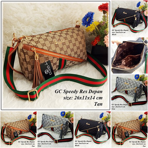 GRATIS ONGKIR TAS SELEMPANG WANITA IMPORT BRANDED GC GUCCI SPEEDY RES DEPAN SLING BAG AA054