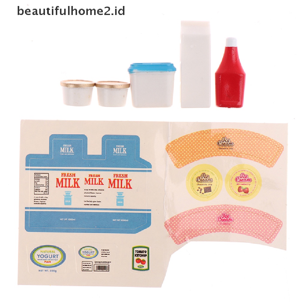 (Beautifulhome2.Id) 5pcs / Set Mainan Miniatur Saus Tomat / Es / Yogurt Untuk Aksesoris Rumah Boneka