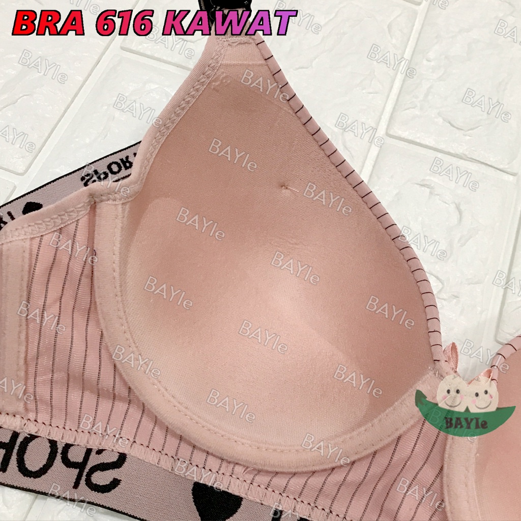 3 PCS BH / Bra Wanita Cewek Dewasa Motif Salur FEMA 616 Cup C Busa Sedang Pakai Kawat Kaitan 3 Size 36 - 42