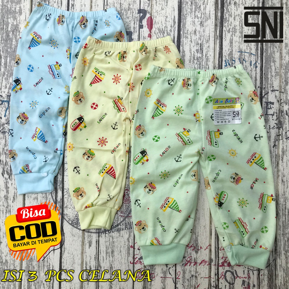 3 Pcs Celana Panjang Bayi Baru Lahir 0-3 Bulan Celana Panjang Motif Bayi Newborn DNW BABY