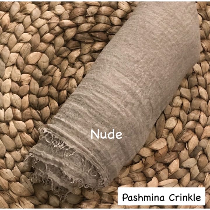 pashmina kusut polos / hijab pashmina crinkle premium-nude