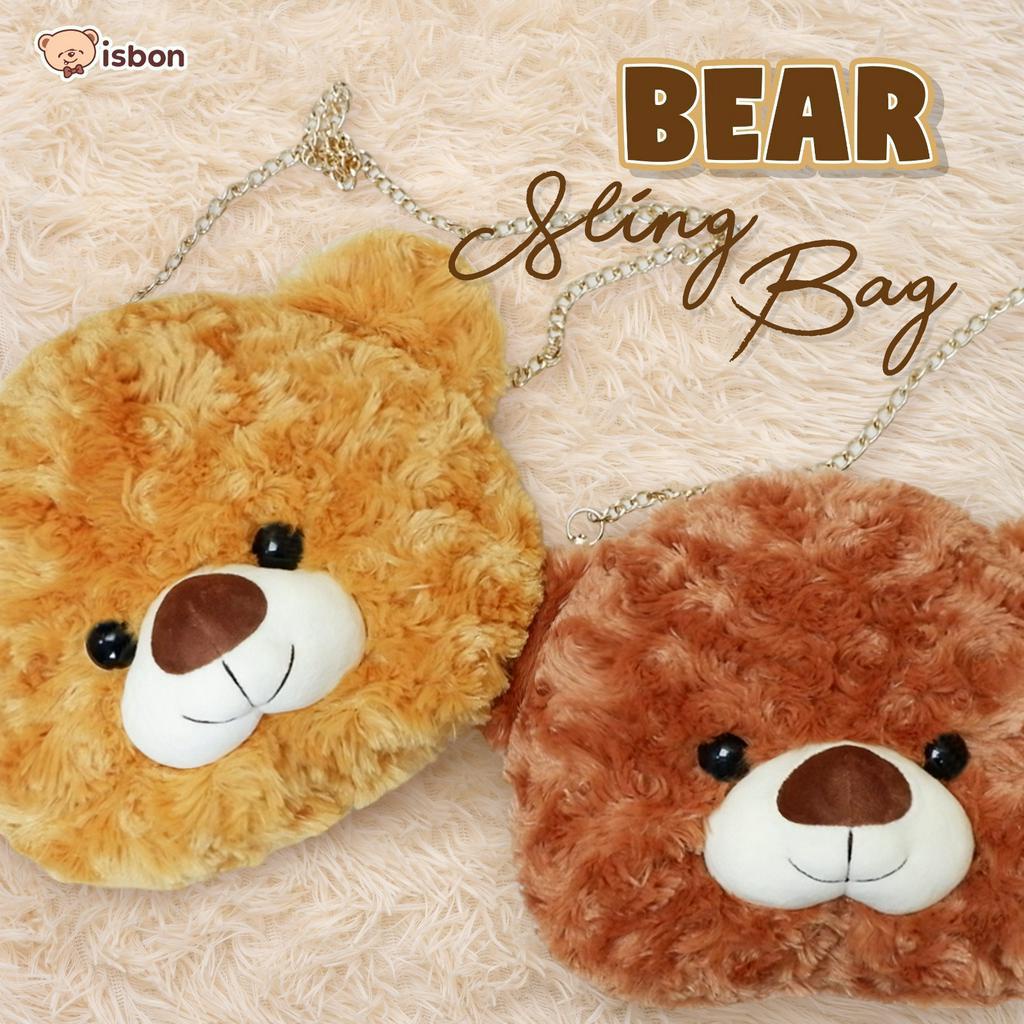 ISTANA BONEKA Tas Sling Bag Bear Karakter Beruang Cokelat Lucu Bahan Premium